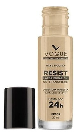 Base De Maquillaje Líquida Vogue Resist Resist Larga Duración Base Líquida Resist Tono Porcelana - 30ml 30g