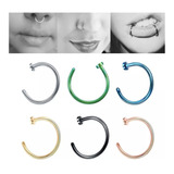 6 Piercings 6 Cores Preto Prata Azul Dourado Rosé Furta Cor