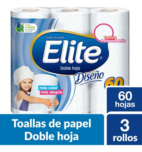 Toalla De Cocina Elite Con Diseño 3 Rollos