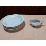 Vajilla En Porcelana 4 Platos Playos Chinos Y 1 Salsera Tsuj