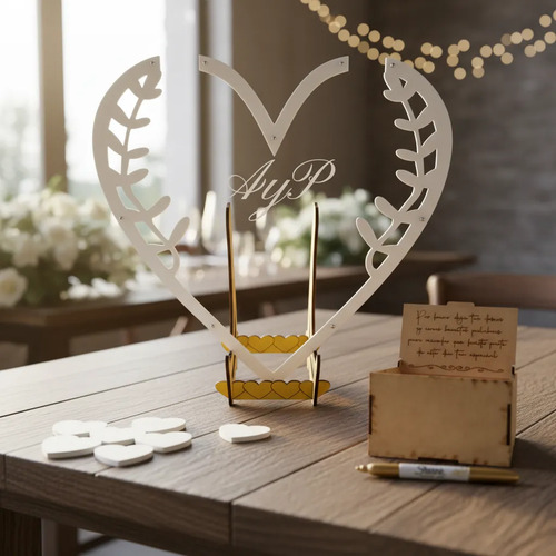 Cuadro Firmas Invitados Personalizado Boda 15 Años Corazones