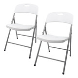 2 Sillas Plegables Caño Acero + Plástico Exterior Interior Color De La Estructura De La Silla Gris Oscuro Color Del Asiento Blanco