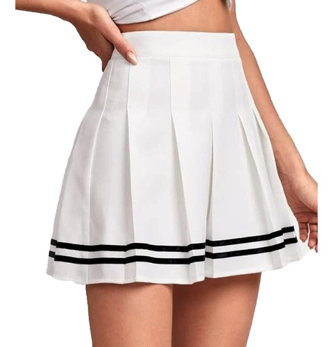 Minifalda Plisada De Cintura Alta Para Mujer Rayas Falda