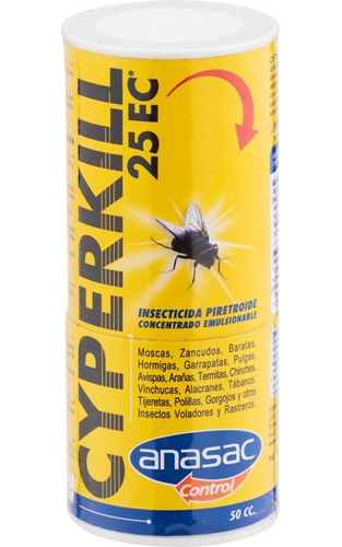 Insecticida Cyperkill 25 Ec 50 Cc Plagas Hogar