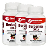 3x Berberina Hcl + Tcm 60 Cáps 1500mg Softgels Nutrivitalle 