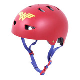 Capacete Bicicleta Vermelho Infantil Mulher Maravilha Tam M