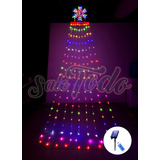 Luces Solar Árbol Led Cascada + Control Guirnalda Navidad