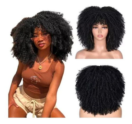 Peruca Wig Lace Afro Cacheada Fibra Orgânica Cabelo Volumoso