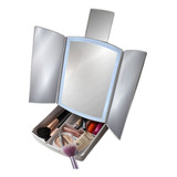 Espejo Con Luz Led Organizador De Maquillaje Plegable