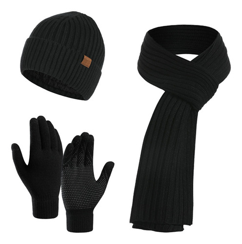 Juego De Guantes De Invierno #3 En 1 For Adultos Con Gorro