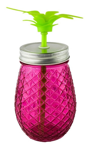 Vaso / Tarro Mason Jar Frutal 520ml De Vidrio Con Popote