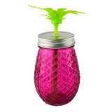 Vaso / Tarro Mason Jar Frutal 520ml De Vidrio Con Popote