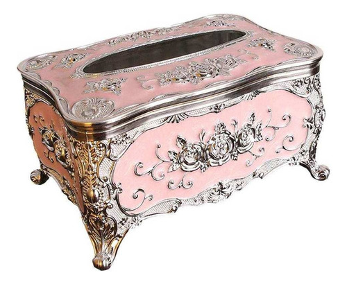 Caja De Pañuelos De Oro Cubierta Porta Rosa Plateado