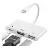 Lector Light-ning Otg 3 En 1 Hdtv Con Usb Y Puerto De Carga