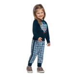 Conjunto De Moletom Infantil Menina Love Azul Marinho 