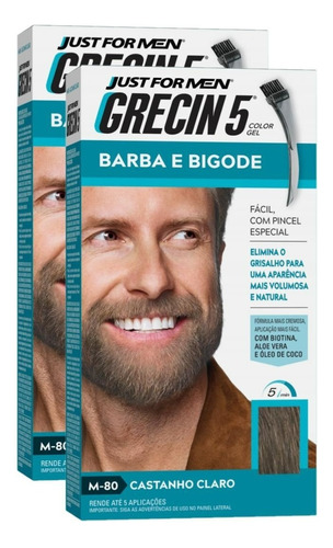 Kit 2 Tinturas Grecin 5 Barba E Bigode 28g Castanho Claro