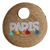 Bolsa Para Playa Circular Mimbre Estampado Paris