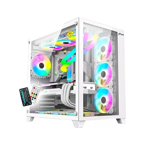 Chasis Gamer Jx119 Aurora 7 Fans Incluidos Rgb Atx 