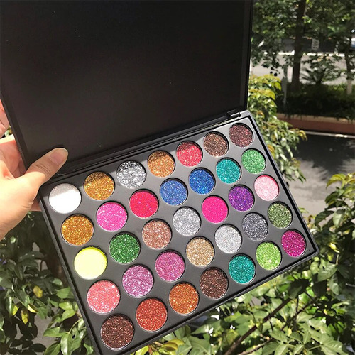 Paleta De Sombras De Ojos Metálicas Con Purpurina De 35 Colo