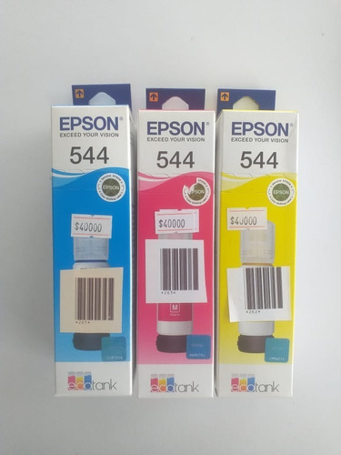 Tinta Epson 544 Azul, Rosado Y Amarillo