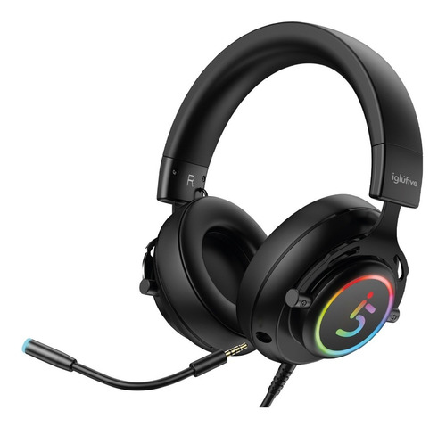 Auriculares Gamer Iglufive Raingo I500 Rgb Negro Con Luz Rgb