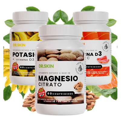 Magnesio + Potasio + Vitamina D | Pack Bienestar Integral! Sin Sabor | Envío gratis