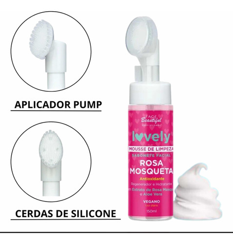 Sabonete Facial Mousse Espuma De Limpeza Lovely Vegano 150ml