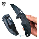 Canivete Black Xtreme Serrilhado Tático Semi Automático 