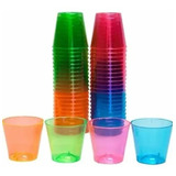 Pack 60 Vasos Shot Acrilico Neon De 40ml + Cuchara