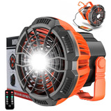 Ventilador De Camping, Portátil Y Recargable,con Led Luz