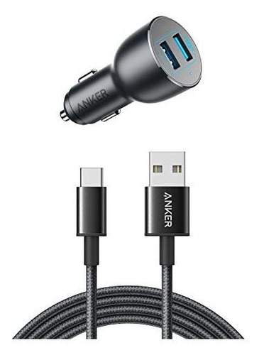 Cargador De Carro Anker Usb Dual 36w Y Cable En Nailon