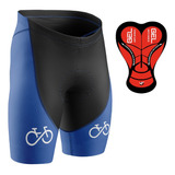 Bermuda Ciclismo Forro Gel D80 Preto Mtb Bike Shorts Azul