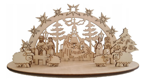 Pesebre Nacimiento Navidad Madera Ensamblar Pintar 15 Pzs #