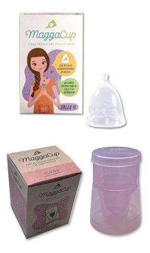 Copa Menstrual Maggacup Silicona + Vaso Esterilizador Color Color Copita 0 Y Vaso Rosa