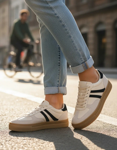 Tenis Mujer Moda Samba Zapato Dama Sofía Beige Urbano En Tendencia, Cómodo Y Casual | Meses sin interés