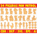 Pack Vectores Corte Laser - 34 Figuras Paw Patrol