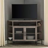 Mueble Para Tv Con Estantes De Madera Color Gris.