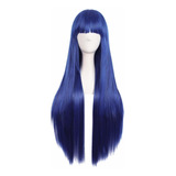 Cosplay Peluca Anime Recta Azul L: 80cm