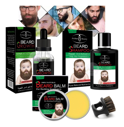 Kit Barbería Aceite Barba + Bálsamo  + Cepillo + Shampoo