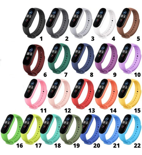 Kit 5 Pulseira Silicone Para Miband 6 Diversas Cores Premium