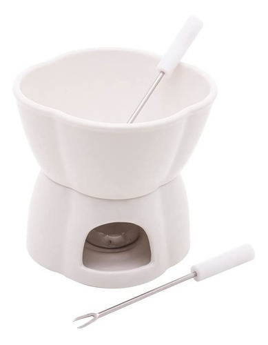 Aparelho De Fondue 4 Peças Porcelana Branco 400 Ml