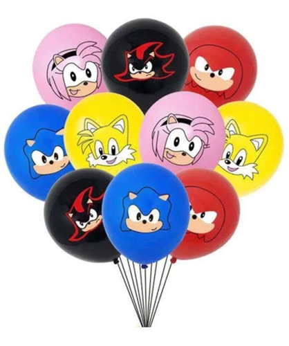 Pack 20 Globos Látex Sonic Para Inflar Con Aire O Helio