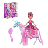 Muñeca Princesa De 27 Cms Con Caballo Unicornio Sparkle Girl