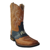 Bota Hombre Rodeo 100% Piel Texana Vaquera Bordada Caballos