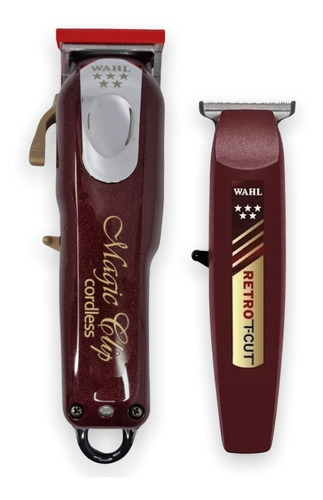 Combo Wahl Magic Clip Cortadora Y Retro T Cut Terminadora Color Plata