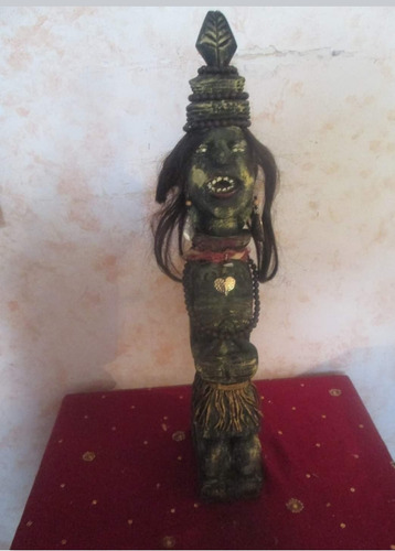 Figura Fetiche Estatua Antiguo Tallado Madera Africano Vudú 
