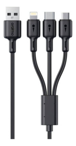 Cable Duraline Usb 3 En 1 C Lightning Micro Usb 1.2m Oraimo