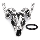 Gungneer - Collar De Cabra De Baphomet De Acero Inoxidable, 