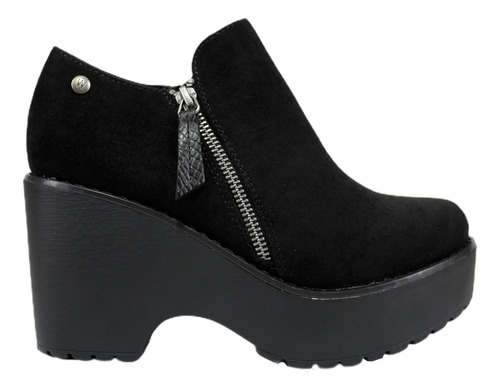 Botin De Mujer Moda Plataforma Taco Bajo Gamuza 258