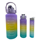 Kit C/3 Garrafa Água Squeeze Motivacional 2l/1l/500ml